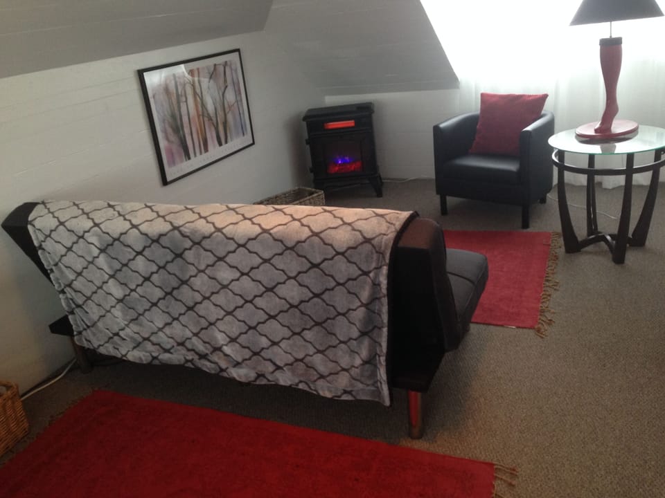 sitting area with cozy electric fireplace