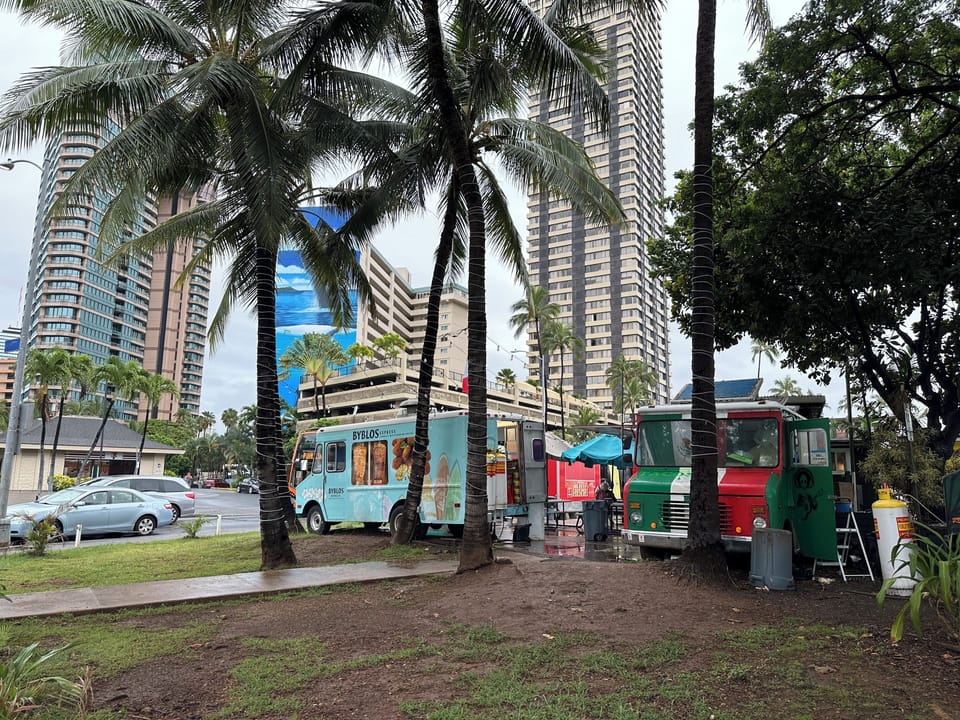 Food trucks one block over