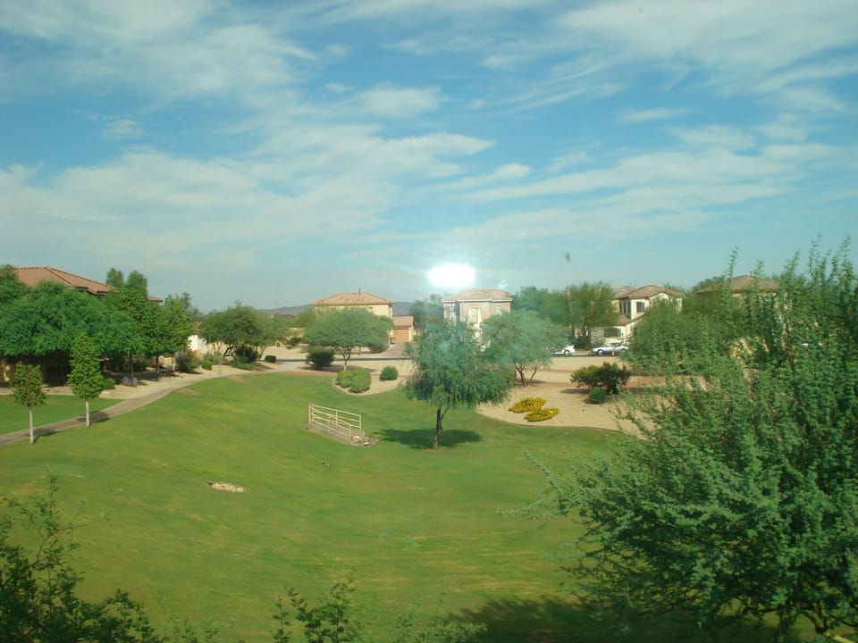 View of adjacent park from master bedroom.