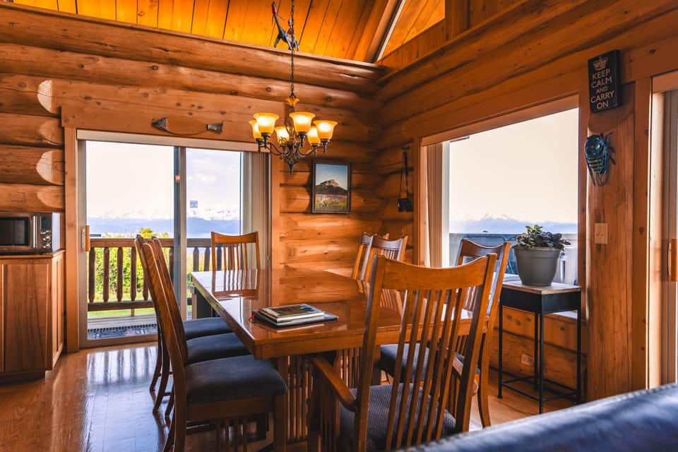 Dining room with sweeping views of Kachemak Bay