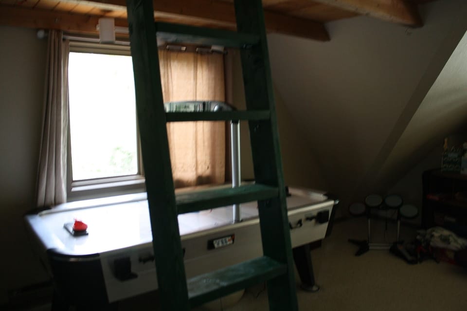 Air hockey table in the loft!