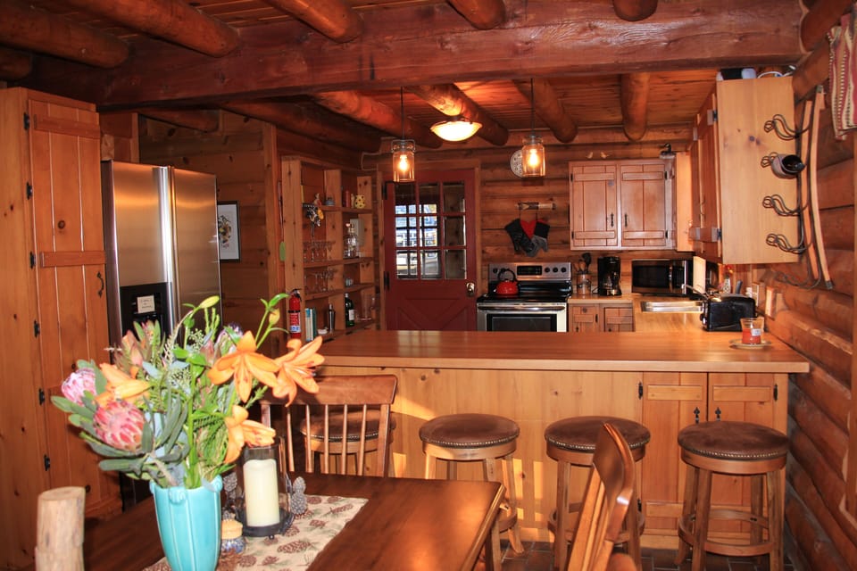 View of kitchen from dining room