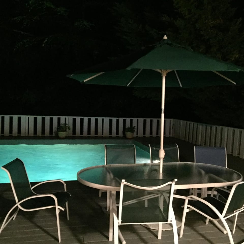 Poolside evenings are lovely too.
