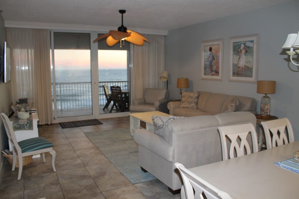 View of the view from the living area.   Dining table has 6 chairs.