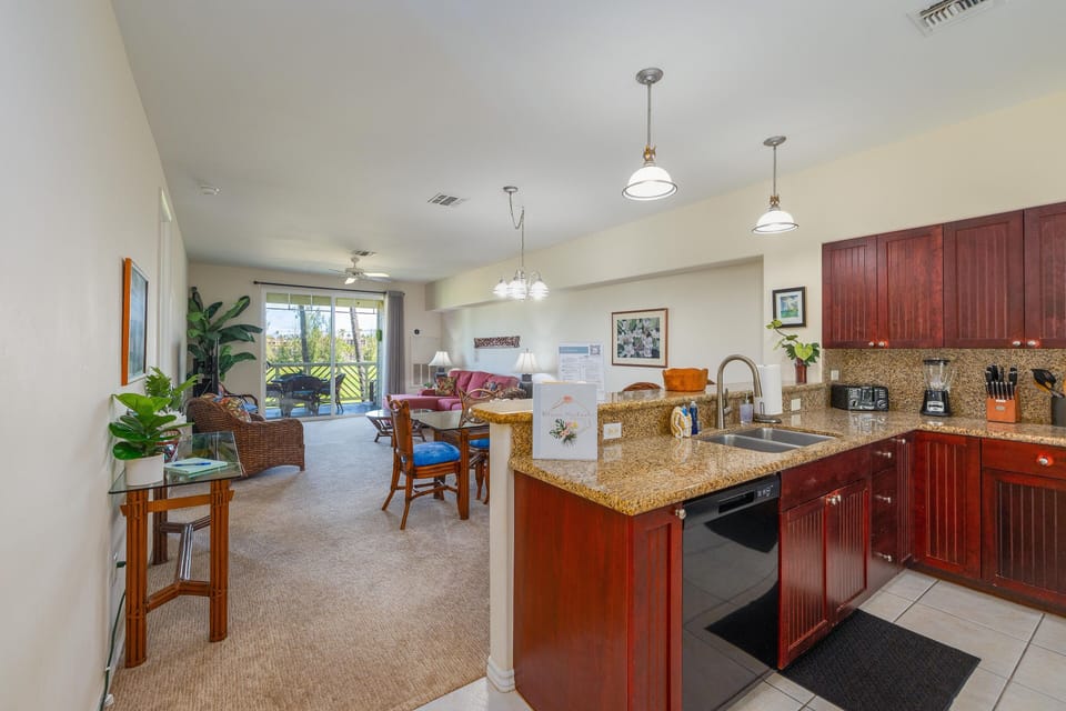 Walk into the newly renovated kitchen, overlooking the dining room