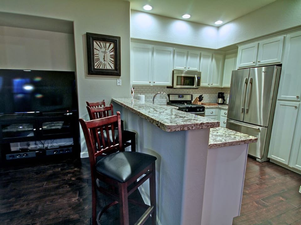 breakfast bar and new 55' HD TV
