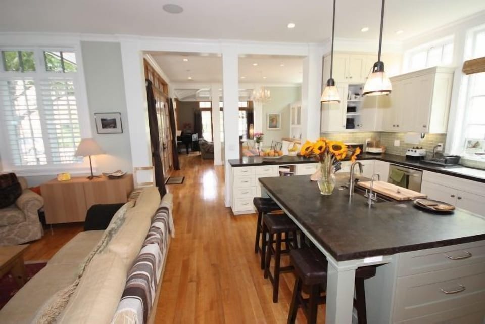 The kitchen area is perfect for entertaining