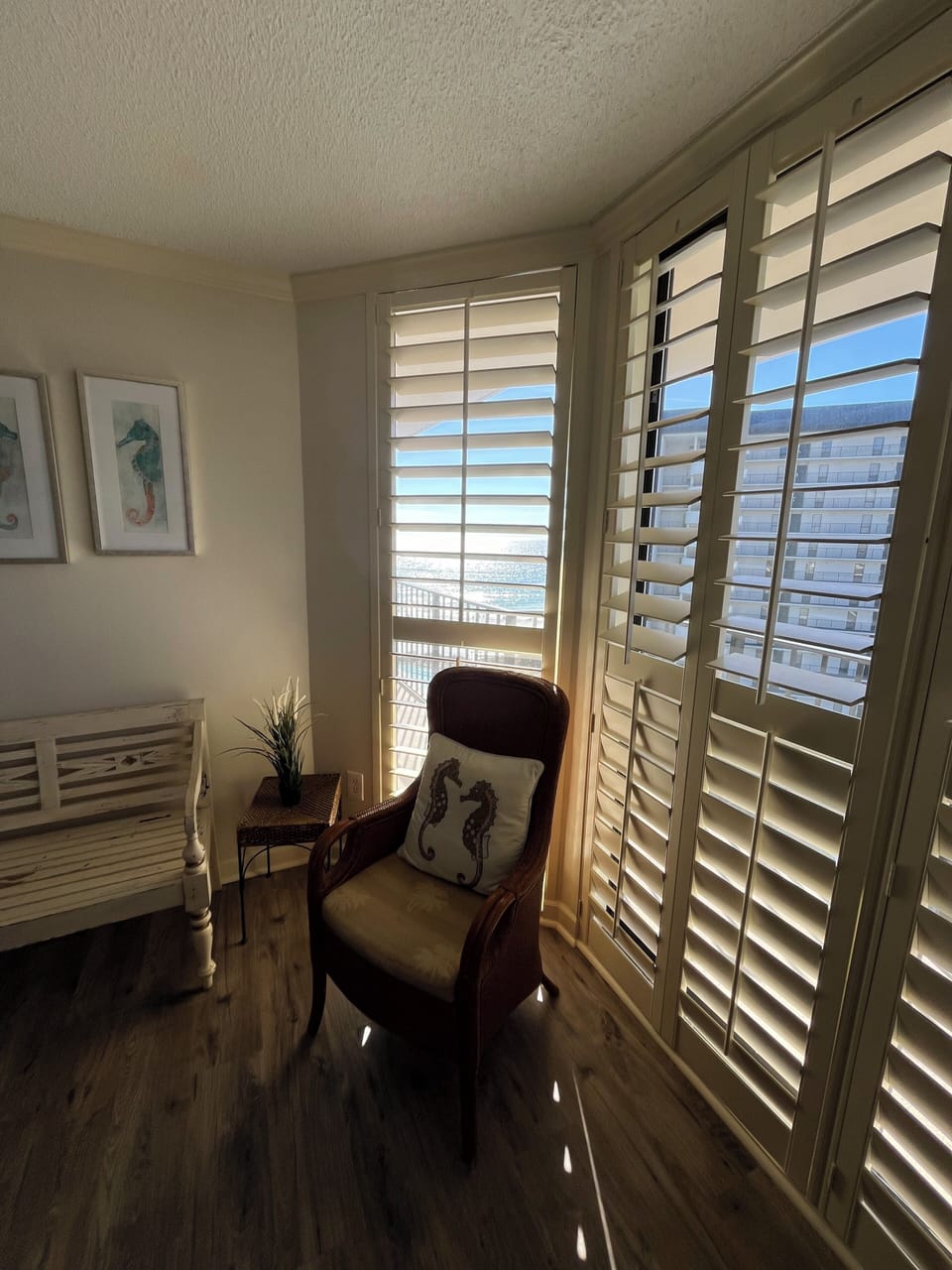 view of the beach from the master bedroom