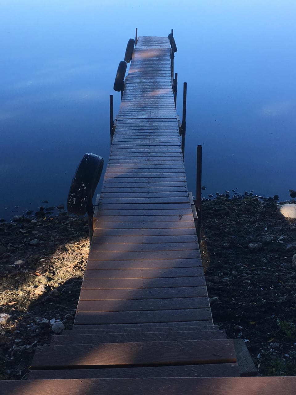 View looking from deck to end of dock, 2016 low water level
