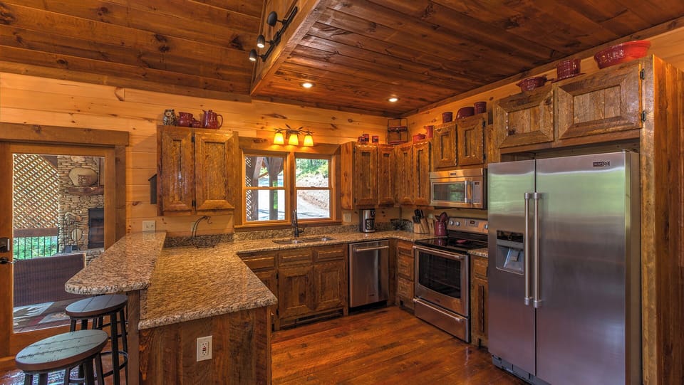 Breakfast Bar Seating for 3 Makes it Easy to Socialize While Preparing Meals