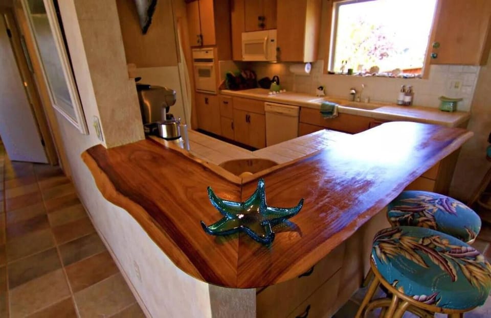 Upstairs Kitchen Acacia Counter