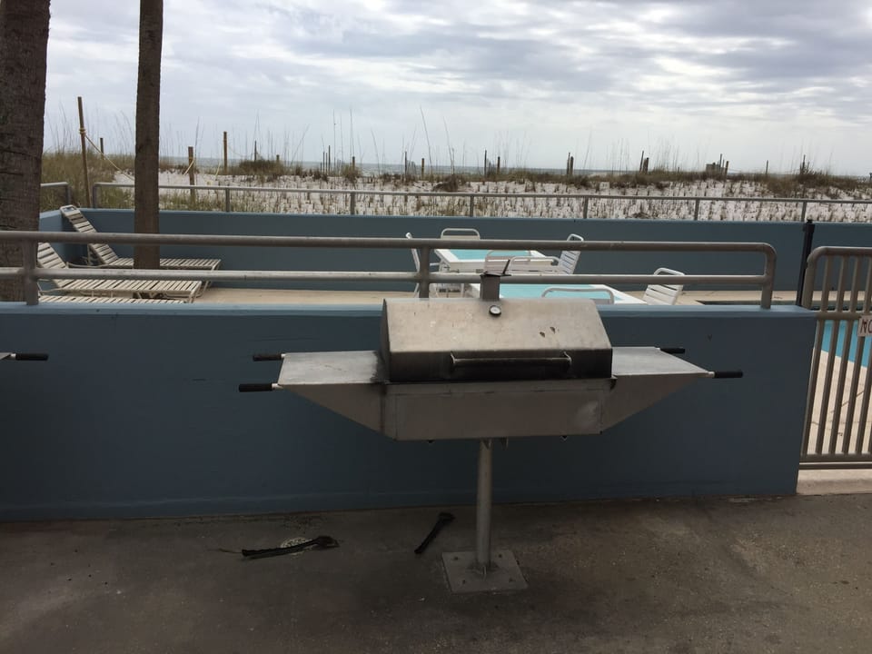 grill next to pool