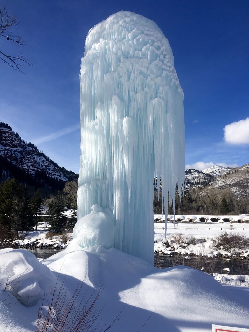 Ice sculpture near icehouse