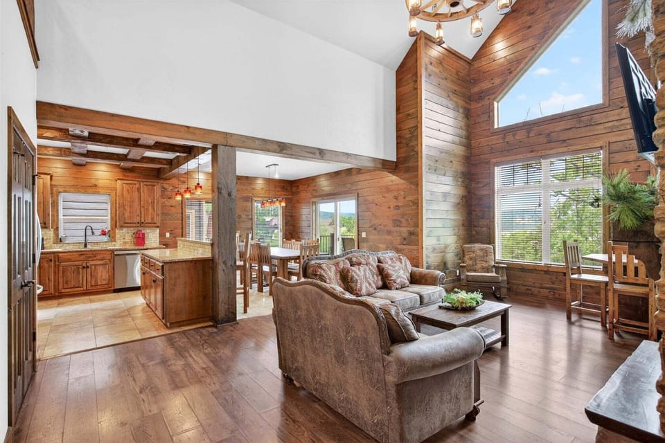Enjoy views of the lake and resort from the many windows throughout the living room