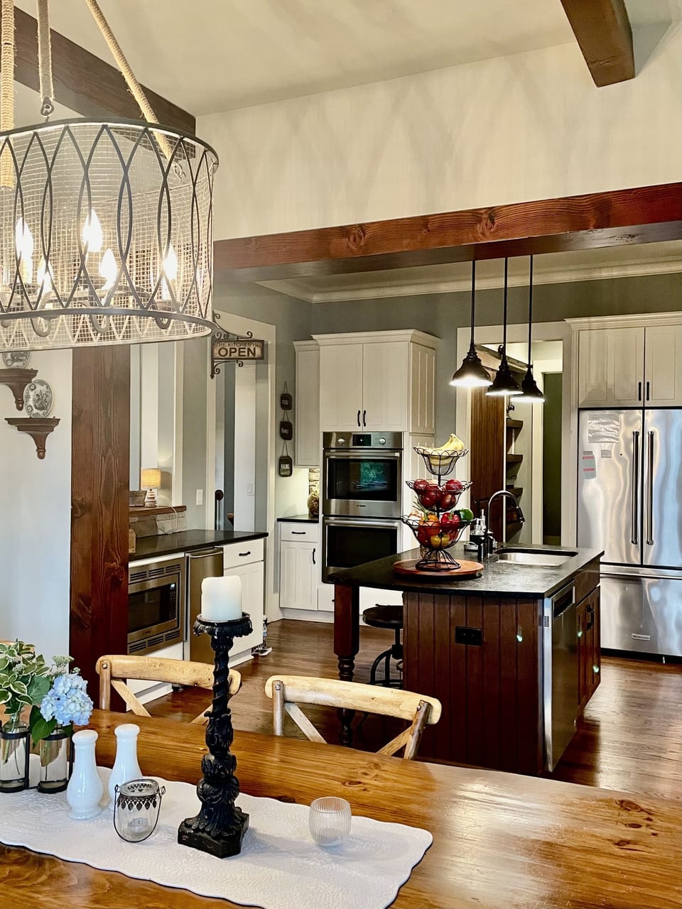 View from dining room to kitchen.
