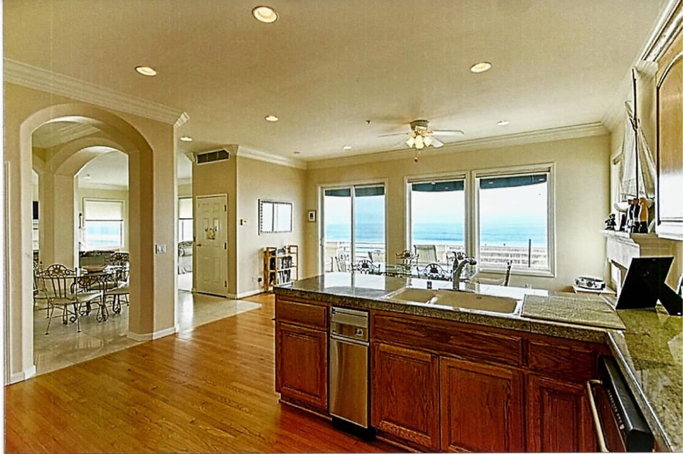 Kitchen looking towards ocean