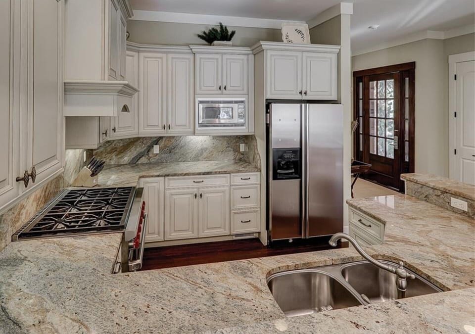 upscale appliances including  6 burner Wolf range.