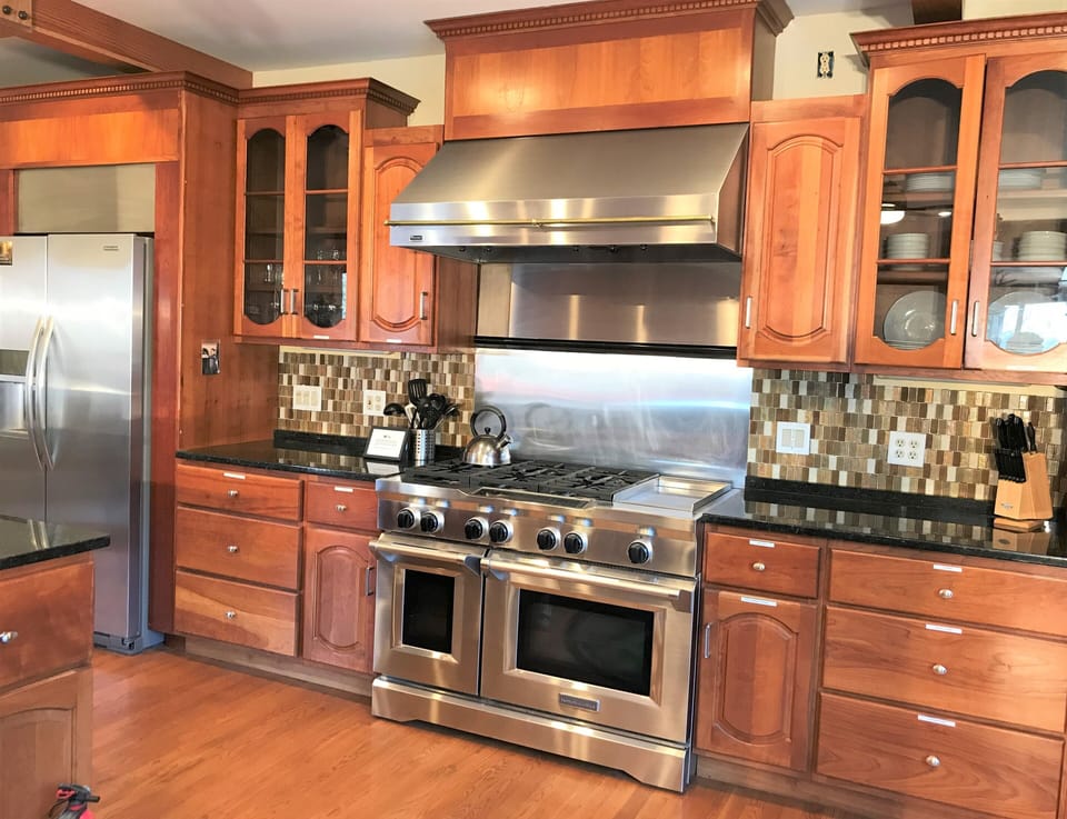 Enjoy the versatility of the commercial stove. 
Presented by StayatLakeGeneva