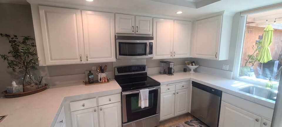 Most of the cabinets have sliding drawers underneath and soft close drawers