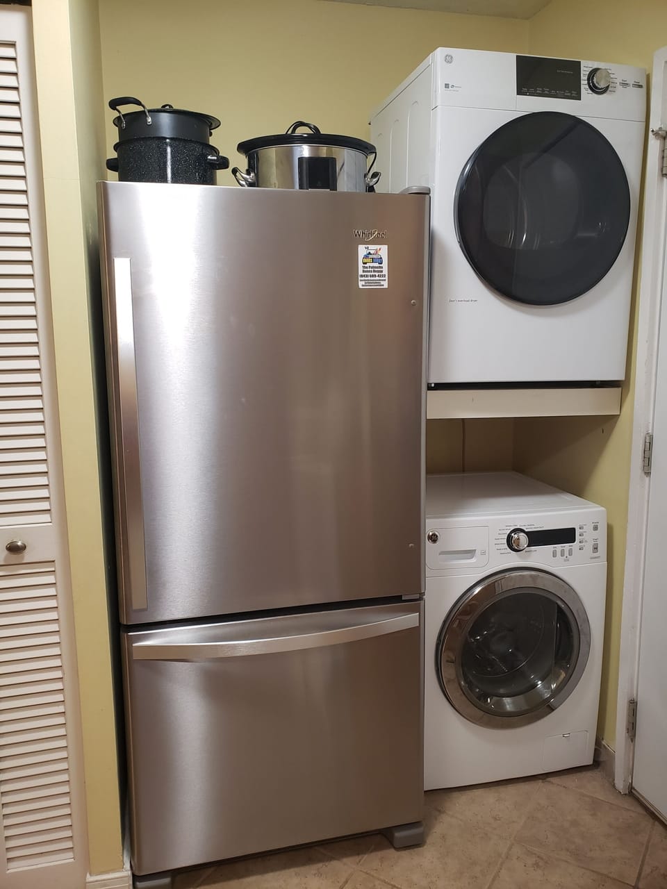 Refrigerator and apartment sized washer and dryer
