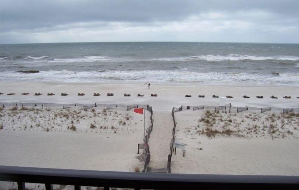 view of the beach from the balcony 