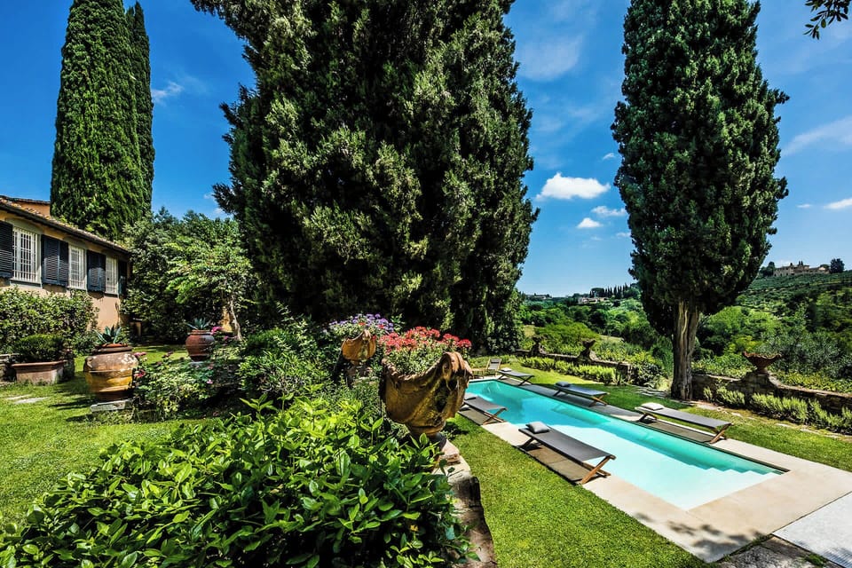 Villa detail, garden & private swimming  pool area