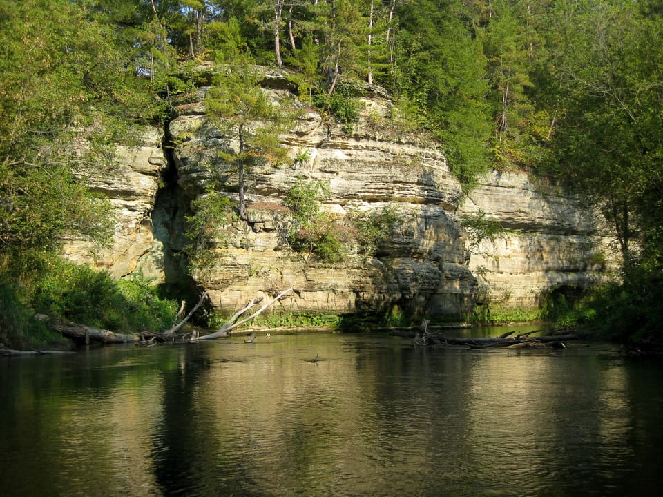 Beautiful rock walls along the Kickapoo River.