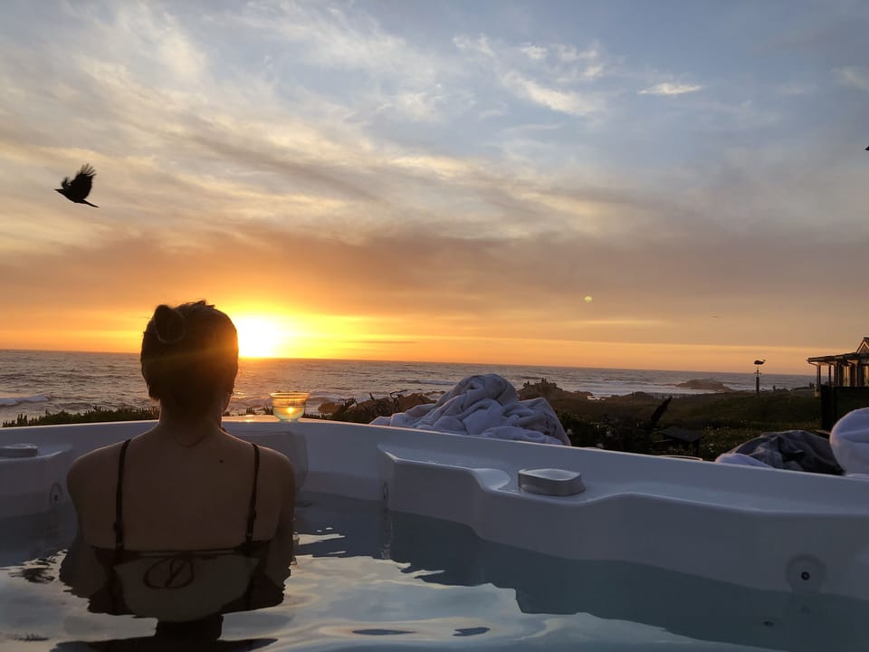 The hot tub at sunset is sublime. 
