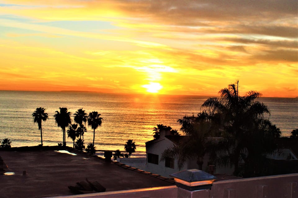 Sunset view of ocean from private patio