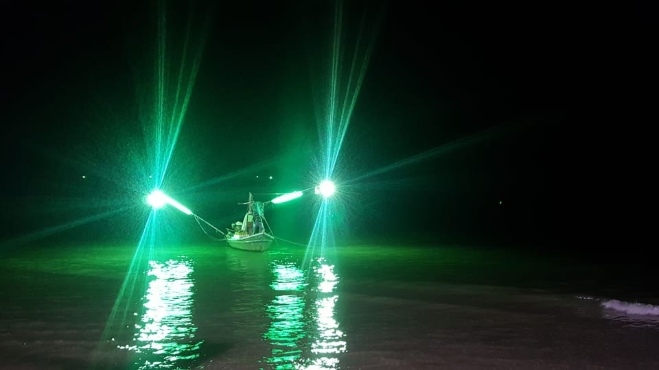 Night time squid fishing