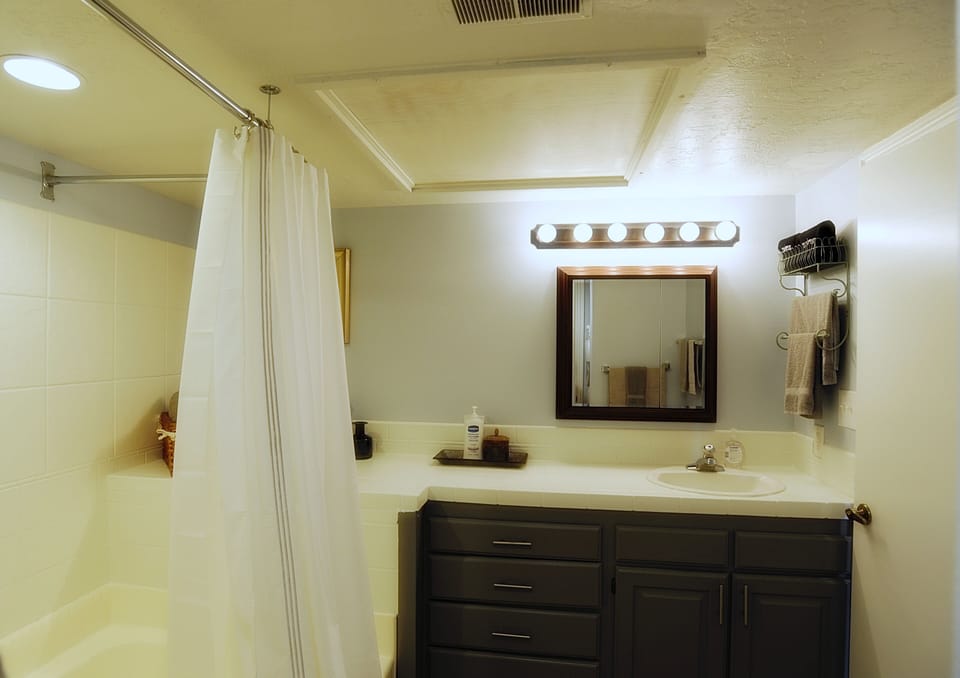 Bath with garden soaking tub.