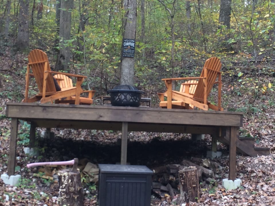 Fire Pit Deck below the cabin