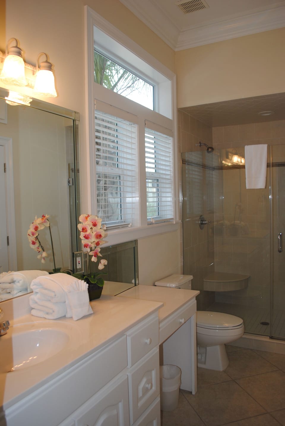 1st floor, master bedroom on suite bath full w/large  shower stall & 2 massage shower heads