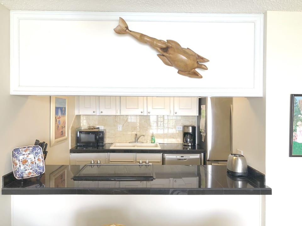 View of kitchen from the dining area
