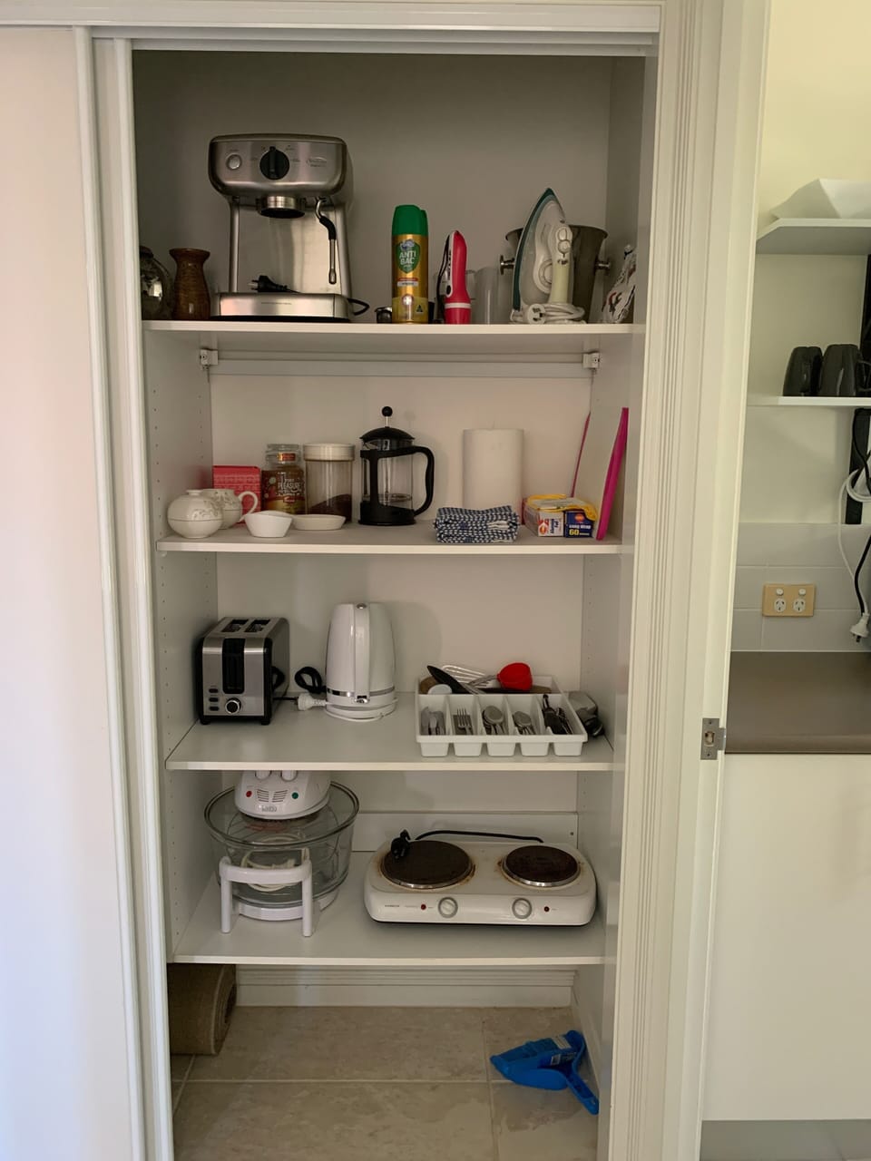 Pantry and appliance cupboard. All you need to cook up a cosy dinner 