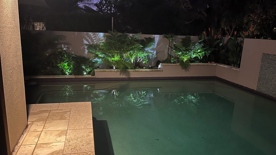 Inviting pool for a moonlight dip