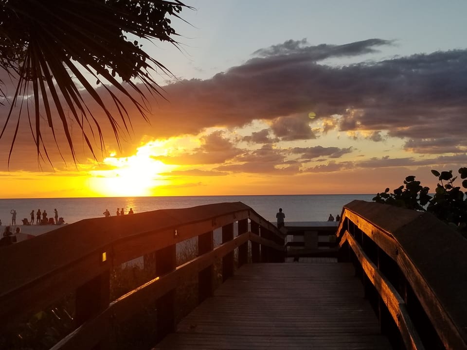 Boardwalk to sunset view at beach