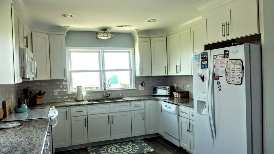 Kitchen with view of ocean