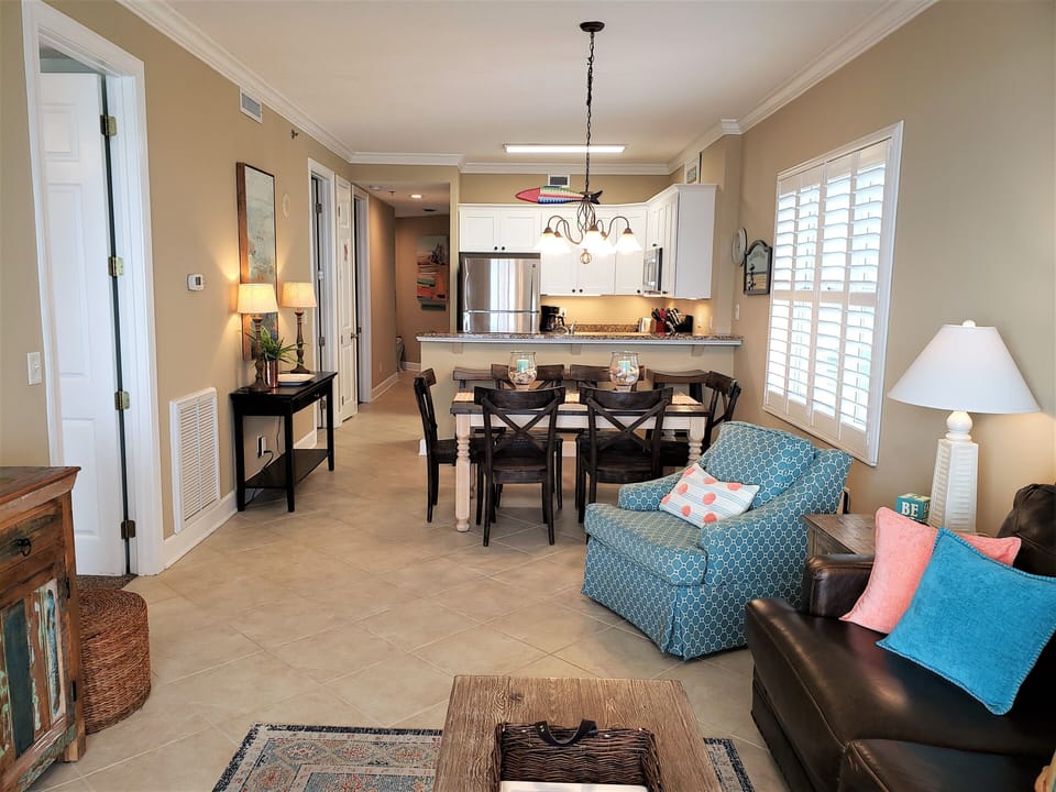 View of living room from the main balcony sliding glass doors