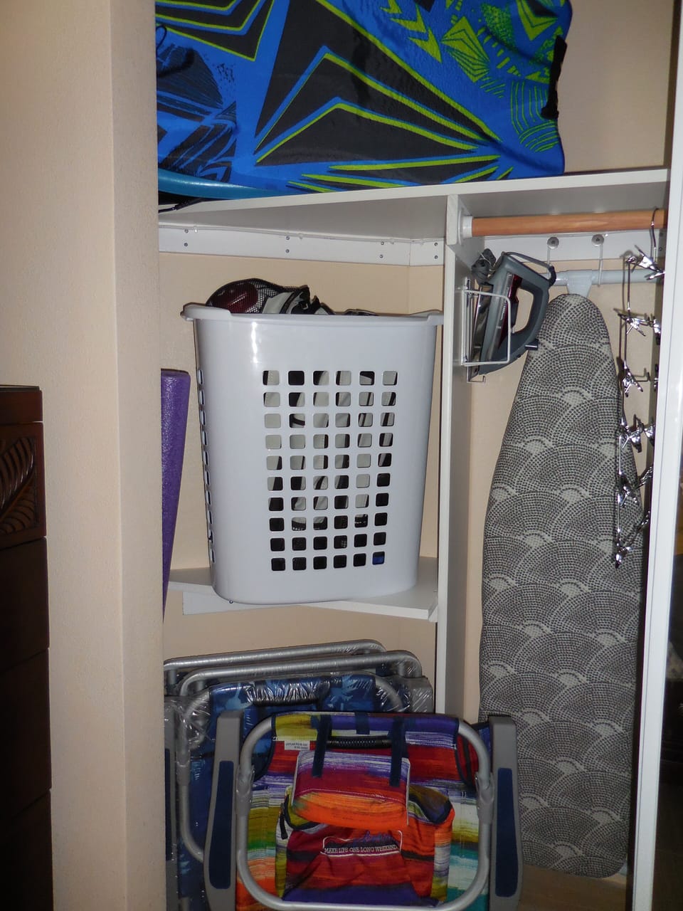 BR Closet with"Toys": Boogie Boards , Snorkel Gear, Beach Chairs and towels, etc