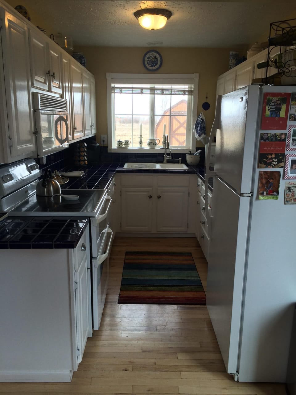 Fully stocked galley kitchen.