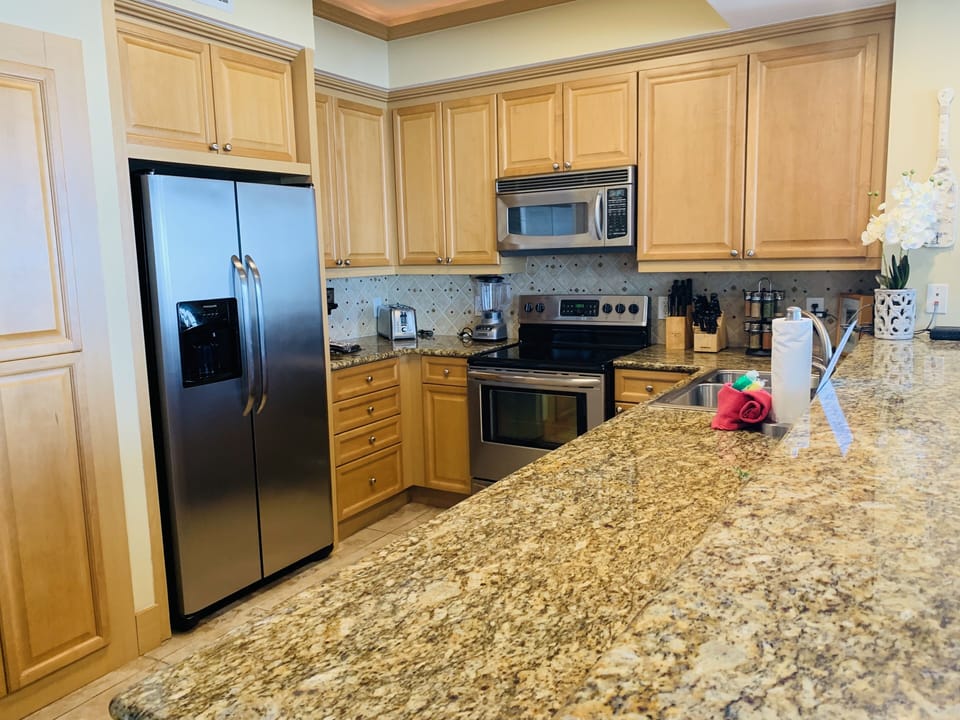Fully stocked kitchen with new appliances