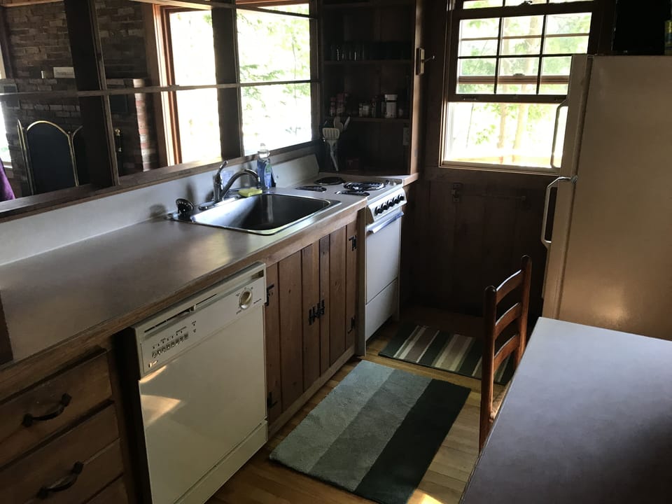 kitchen with small range and dishwasher