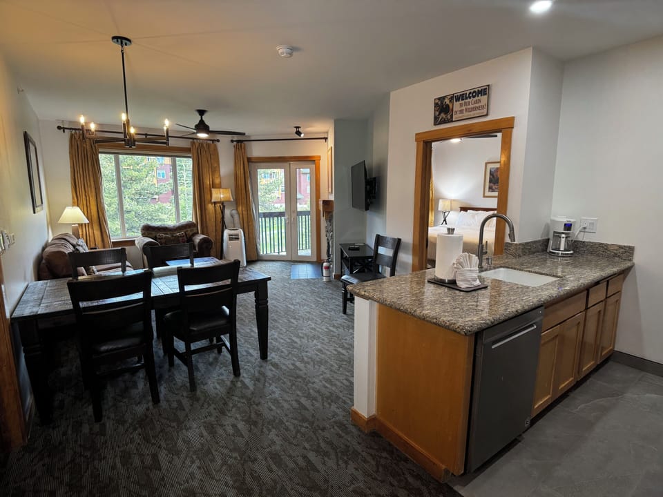 Fully equipped kitchen open to the dining and living areas