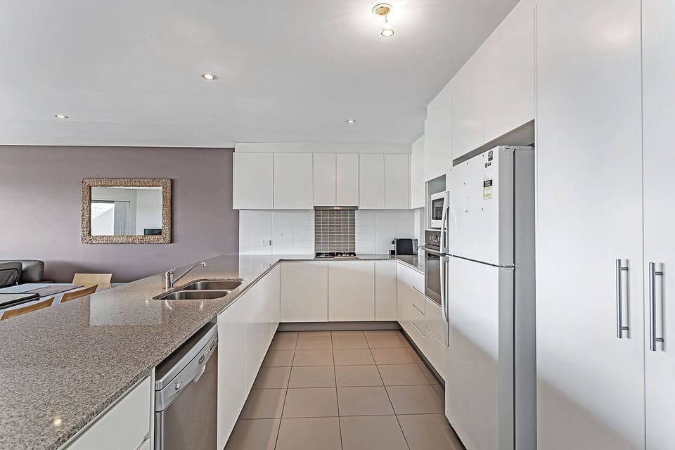 A well-equipped kitchen for your meals or nip downstairs for a meal.