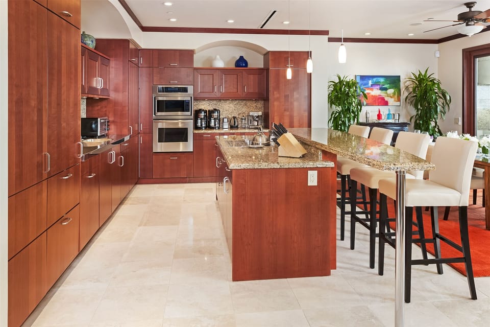 Fully Equipped Ocean View Kitchen and Dining Area Espresso Machine