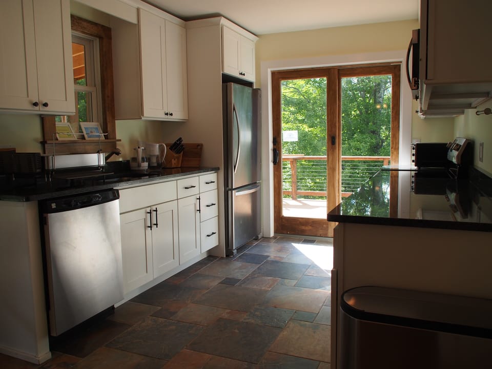 New kitchen with Kenmore Elite appliances is well equipped for a cook's needs. 