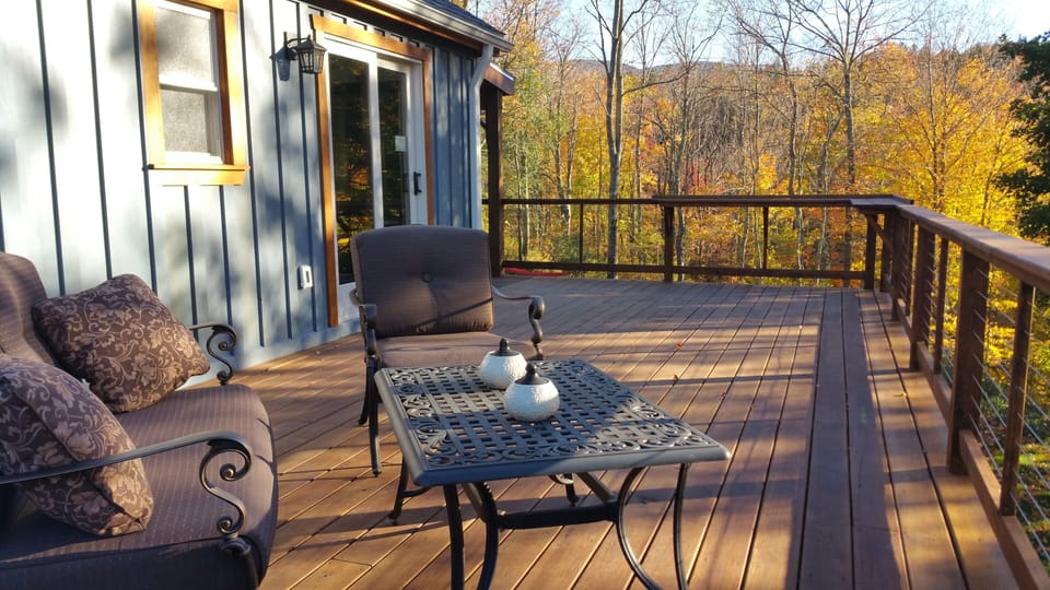 Sun dappled fall afternoon on the deck