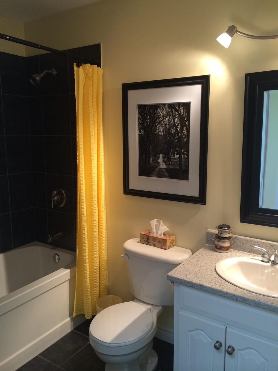Main Bathroom with large deep tub.