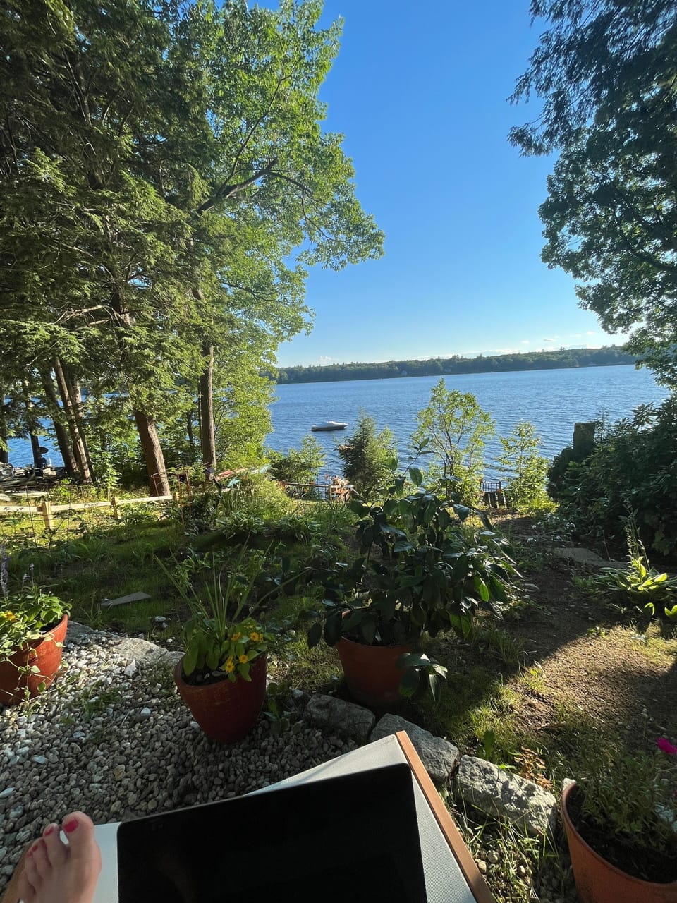 View of lake in one of 3 sitting areas